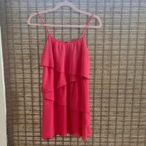Abercrombie and Fitch Pink Organza Tiered Spaghetti Strap Dress Size Small